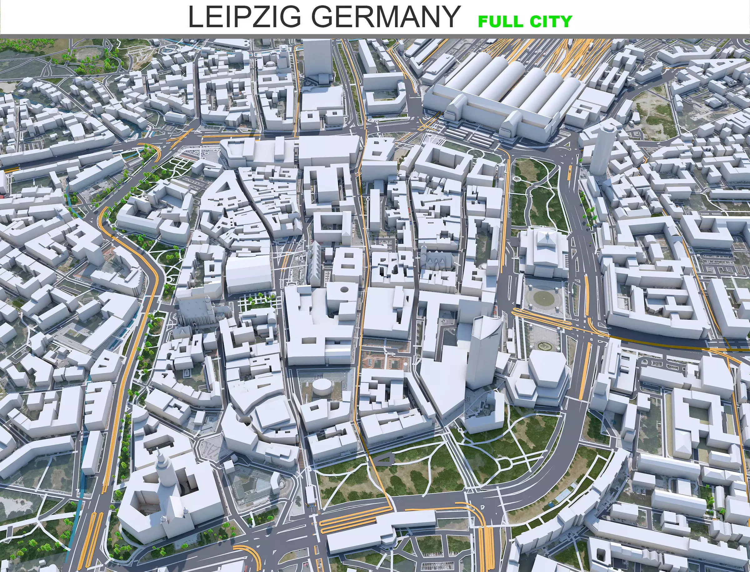 Leipzig City in Germany Low-poly 3D model_0