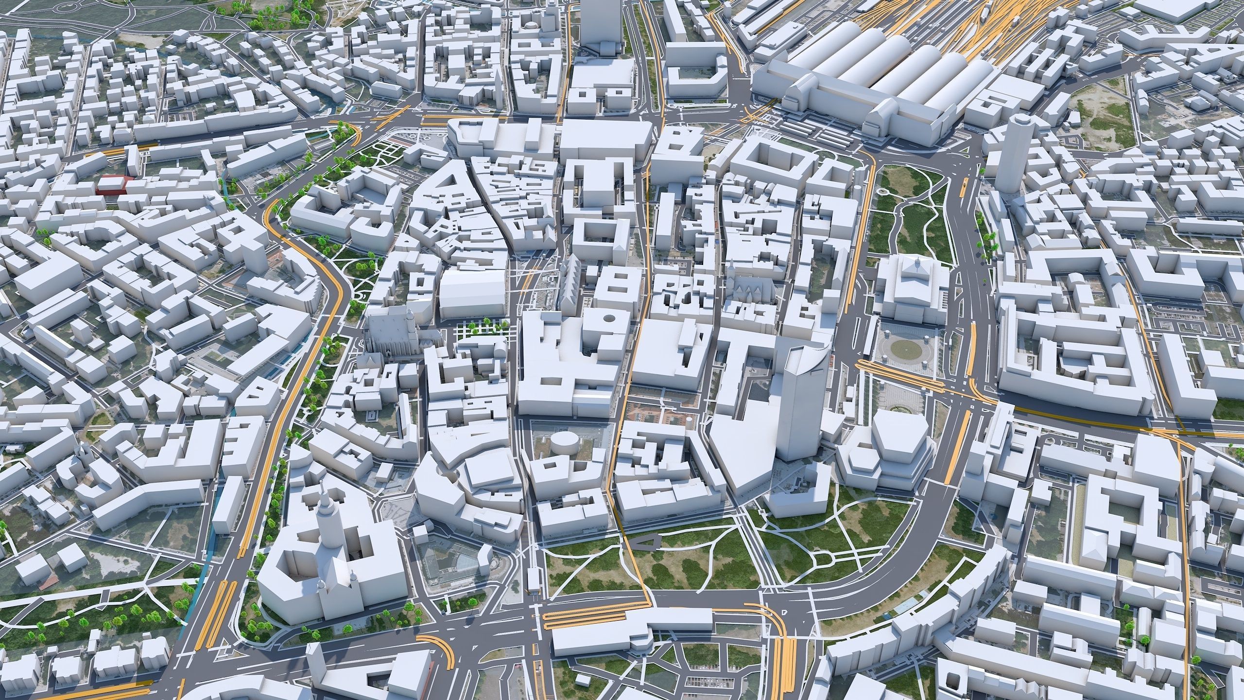 Leipzig City in Germany Low-poly 3D model_1