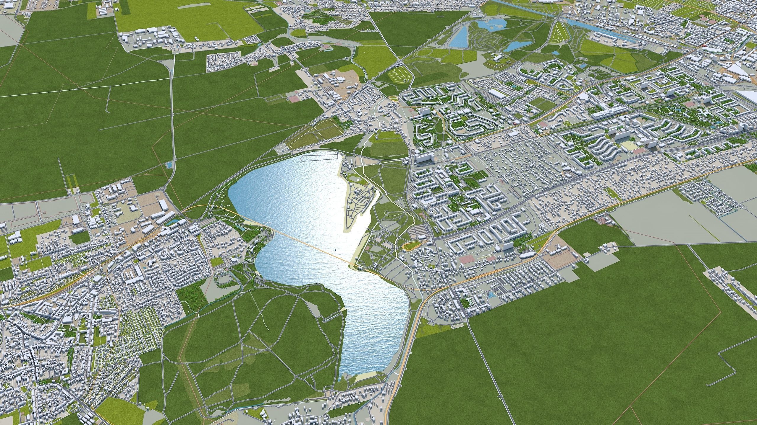 Leipzig City in Germany Low-poly 3D model_9