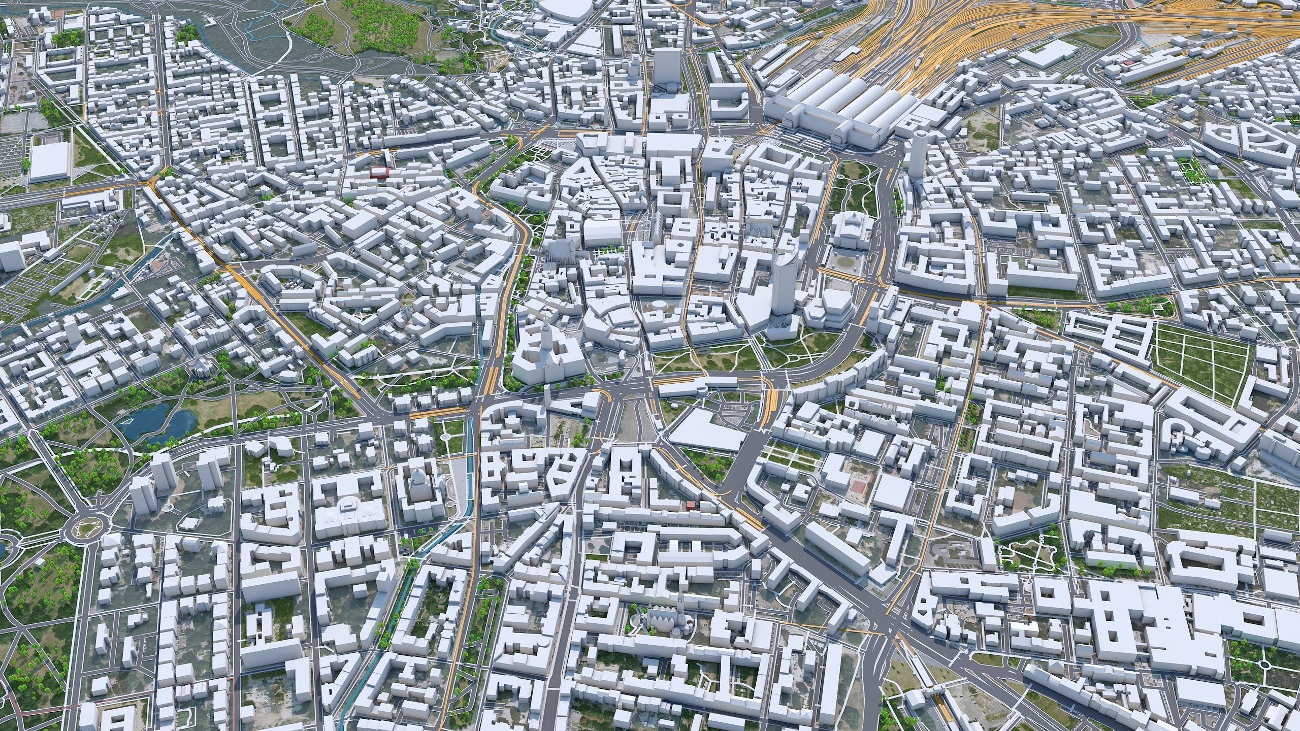 Leipzig City in Germany Low-poly 3D model_2