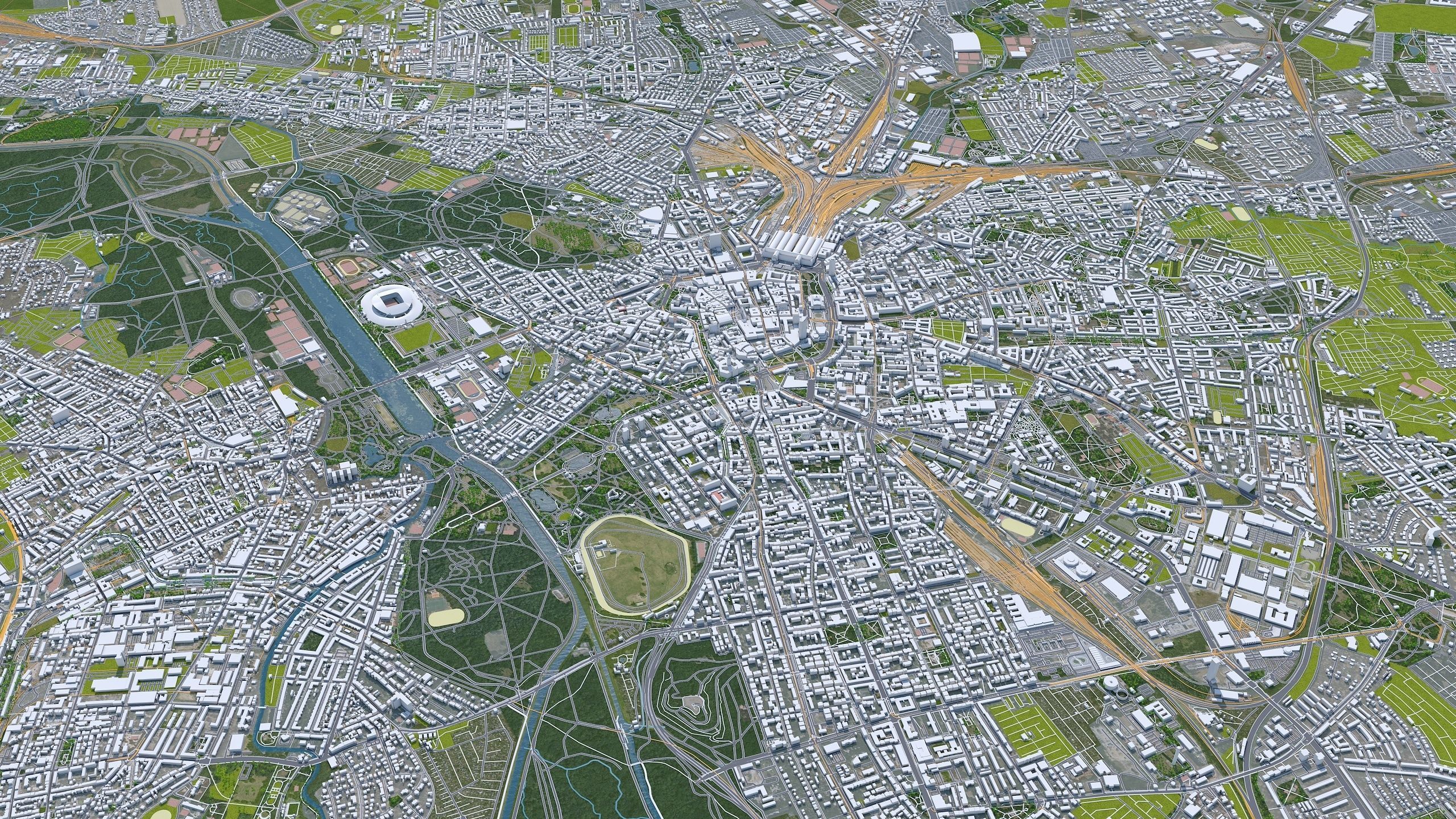 Leipzig City in Germany Low-poly 3D model_3