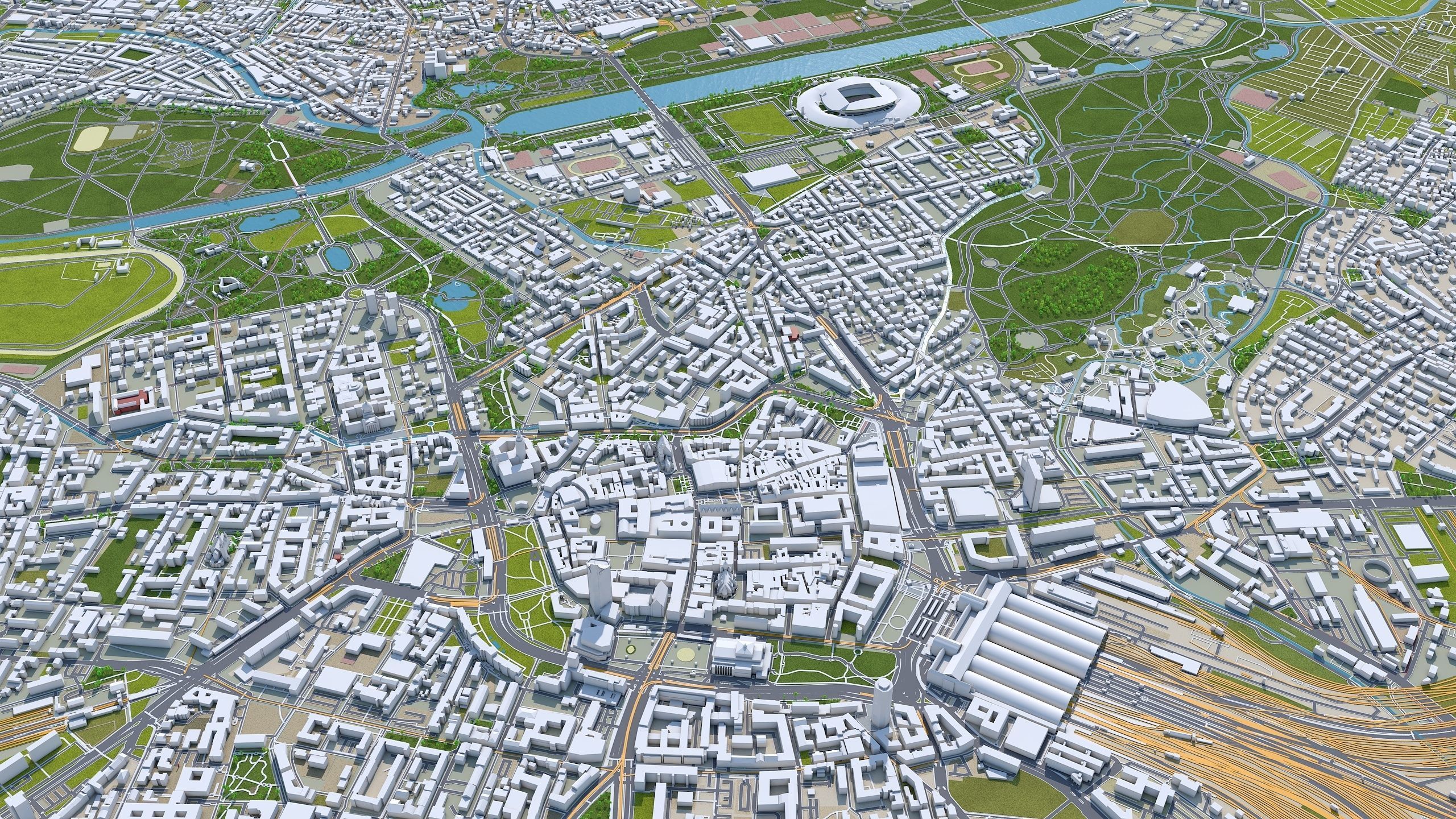 Leipzig City in Germany Low-poly 3D model_8