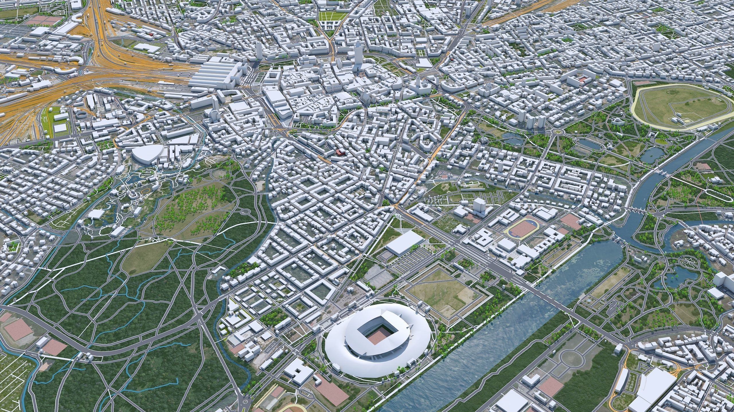 Leipzig City in Germany Low-poly 3D model_4