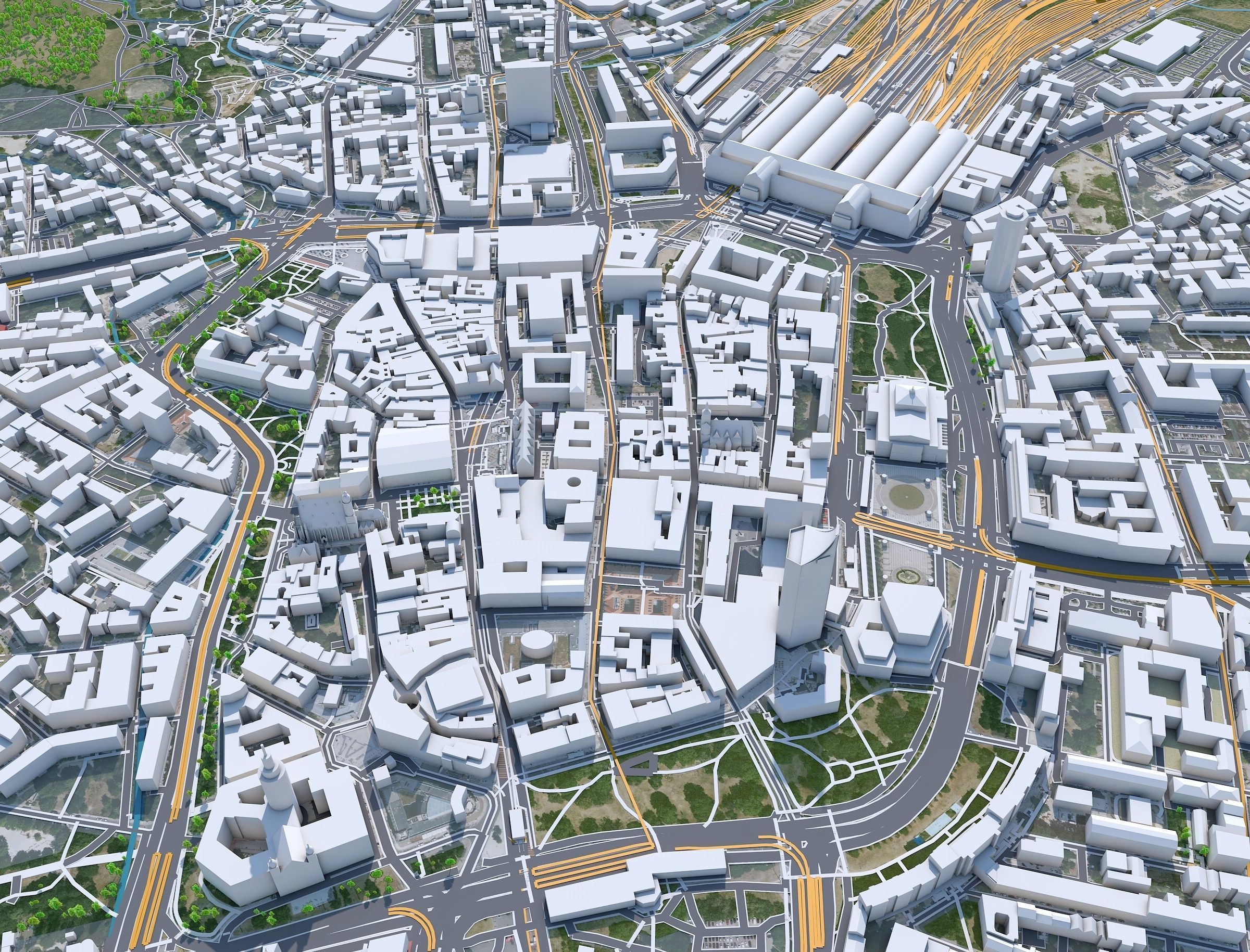 Leipzig City in Germany Low-poly 3D model_16