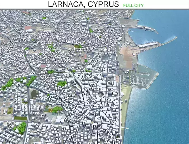 Larnaca City in Cyprus Low-poly 3D model