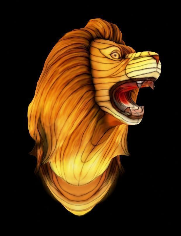 Lion head stylized Low-poly 3D model_3