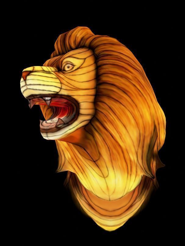 Lion head stylized Low-poly 3D model_4