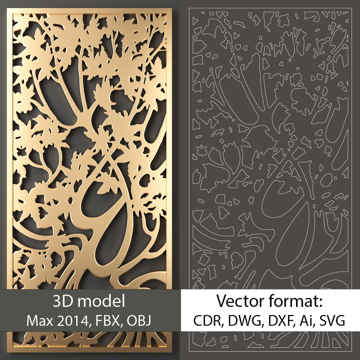 Decorative panel 36 model and vector 3D model_0