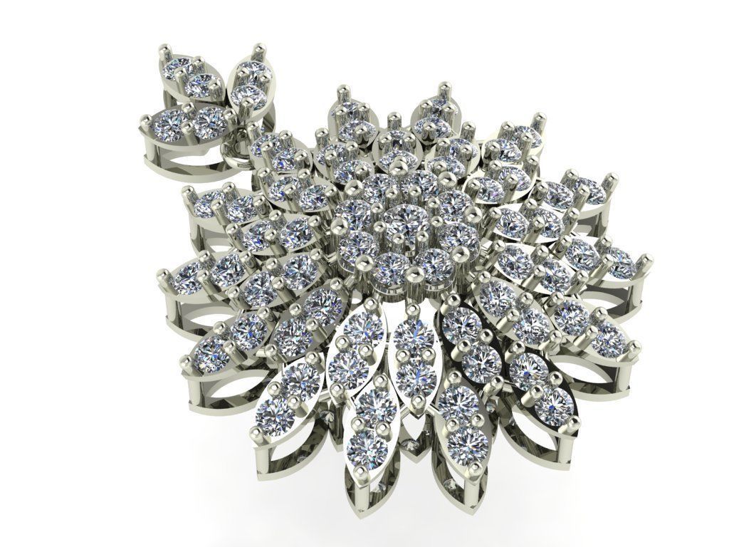 Stylish pendant with diamonds white gold 3D print model 2020 3D print model_4