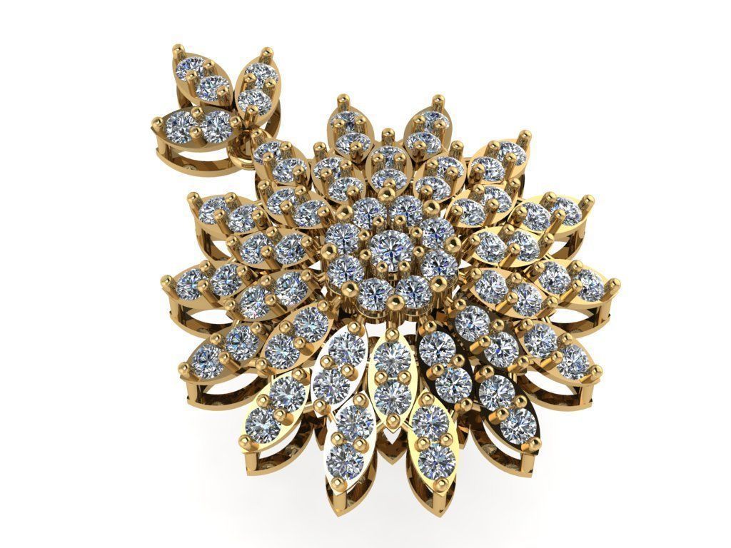 Stylish pendant with diamonds white gold 3D print model 2020 3D print model_1