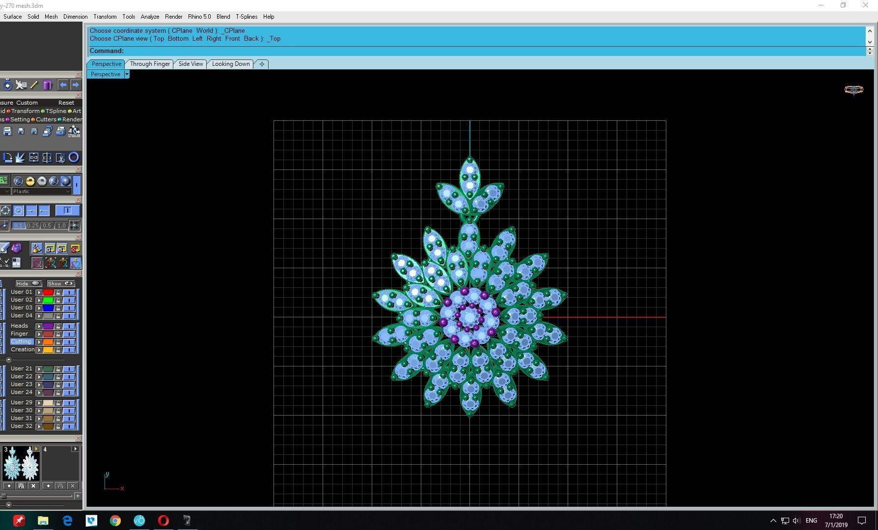 Stylish pendant with diamonds white gold 3D print model 2020 3D print model_7