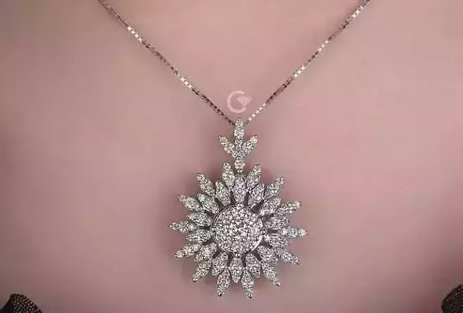 Stylish pendant with diamonds  white gold 3D print model 2020