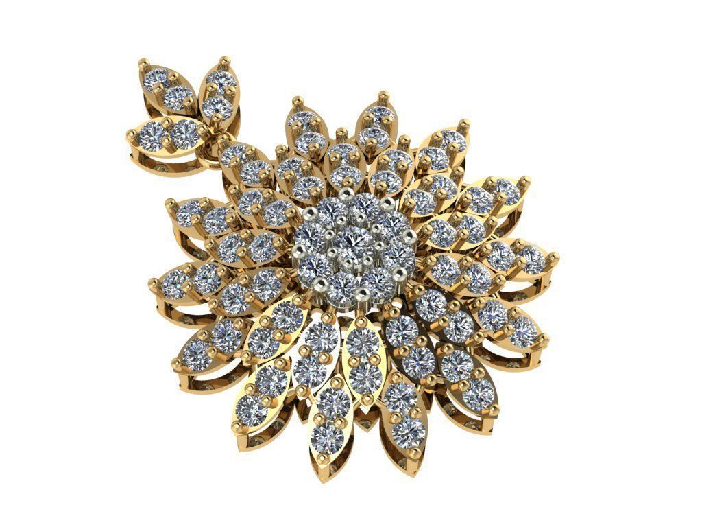 Stylish pendant with diamonds white gold 3D print model 2020 3D print model_2