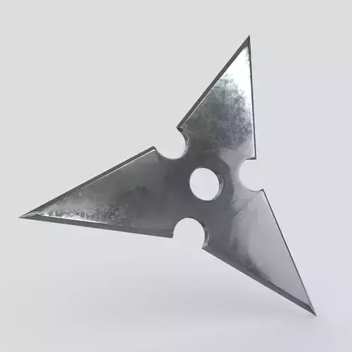 Shuriken 6 metal katana with hole in it Low-poly 3D model