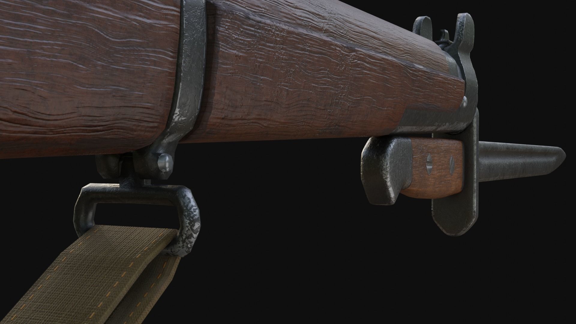 Lee Enfield MK III and Bayonet Free low-poly 3D model_6