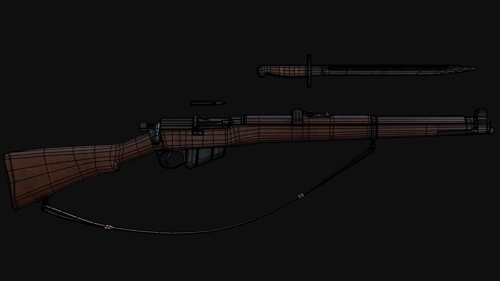 Lee Enfield MK III and Bayonet Free low-poly 3D model_10