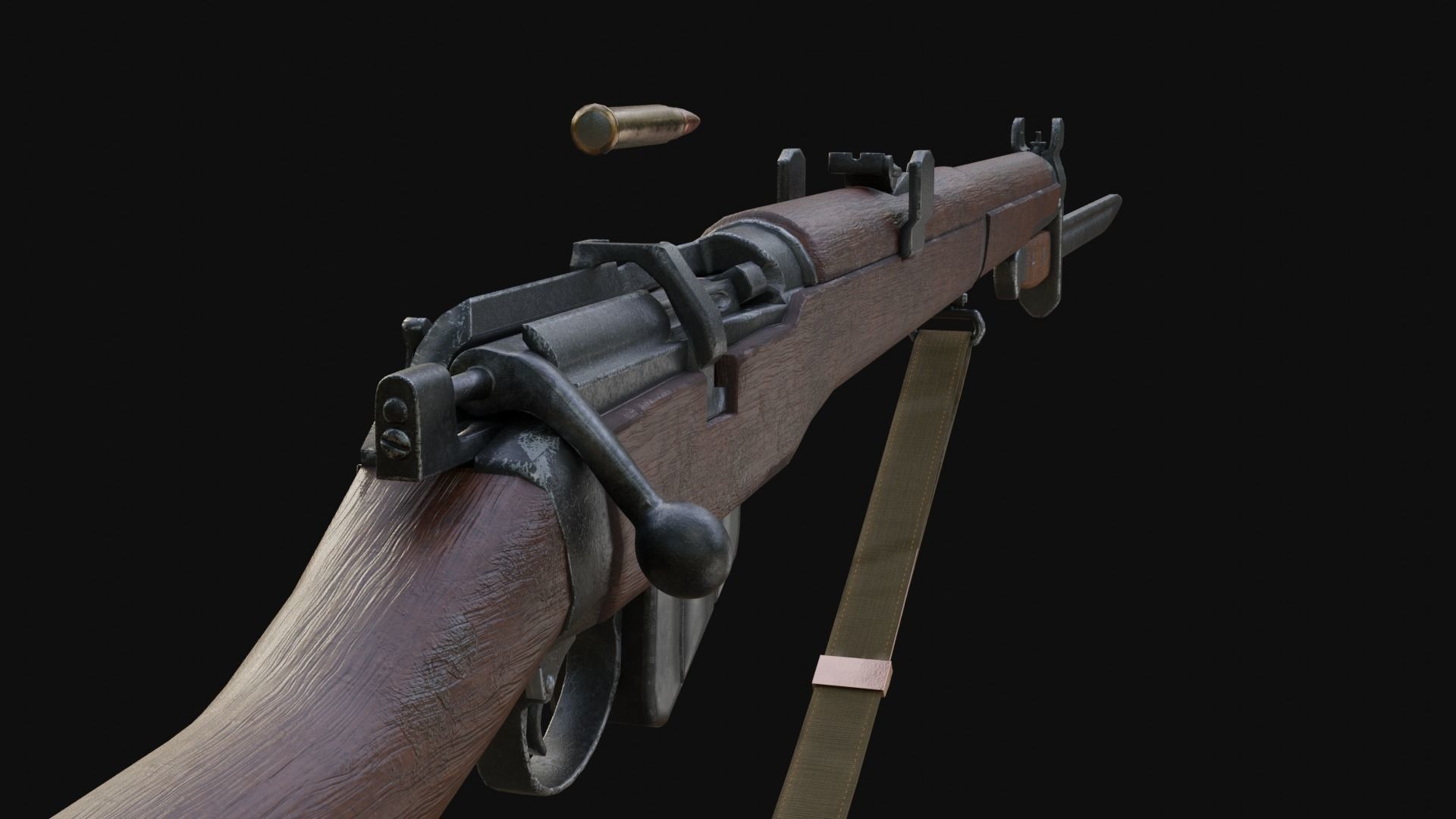 Lee Enfield MK III and Bayonet Free low-poly 3D model_1