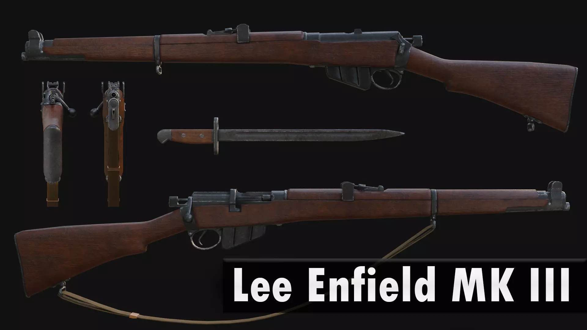 Lee Enfield MK III and Bayonet Free low-poly 3D model_0