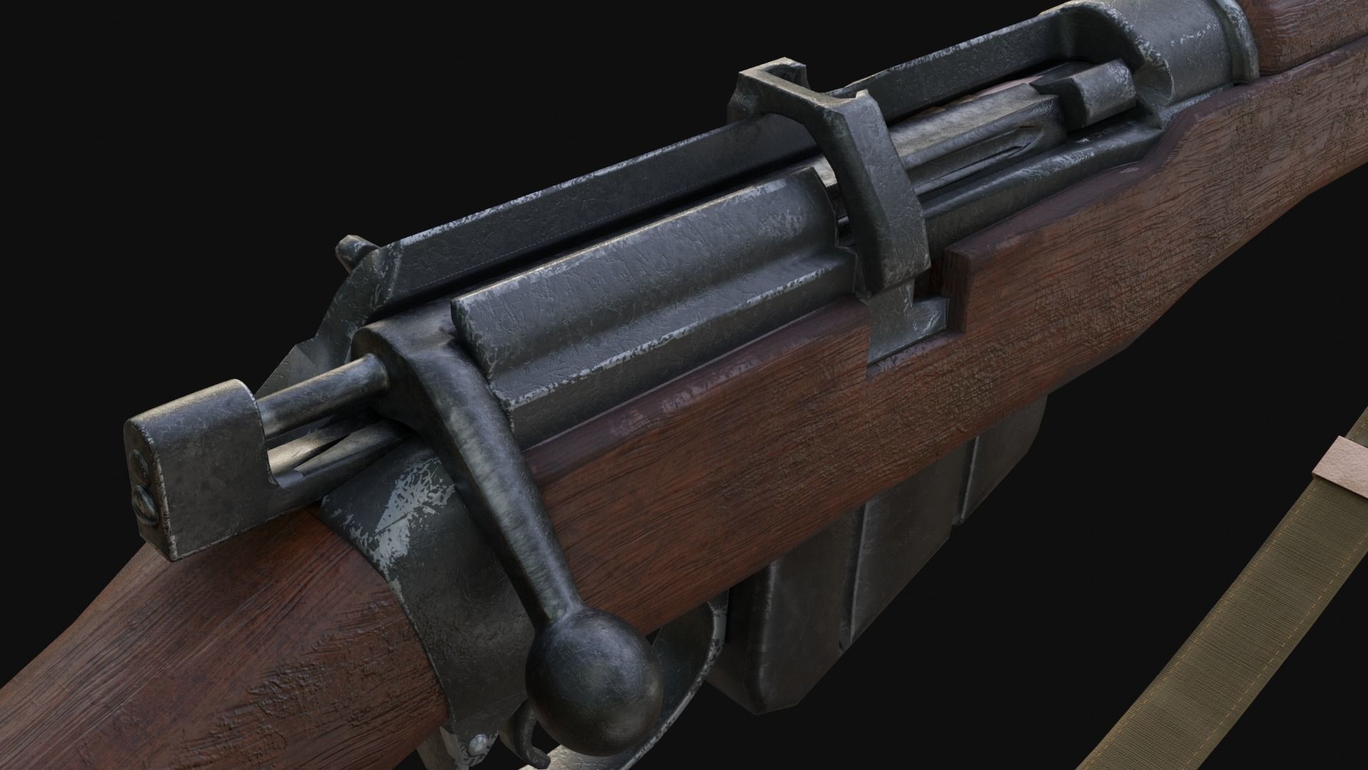 Lee Enfield MK III and Bayonet Free low-poly 3D model_3