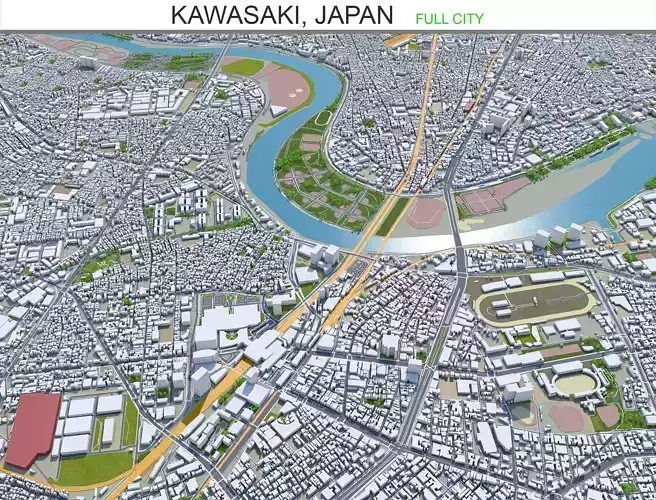 Kawasaki City in Japan 50km