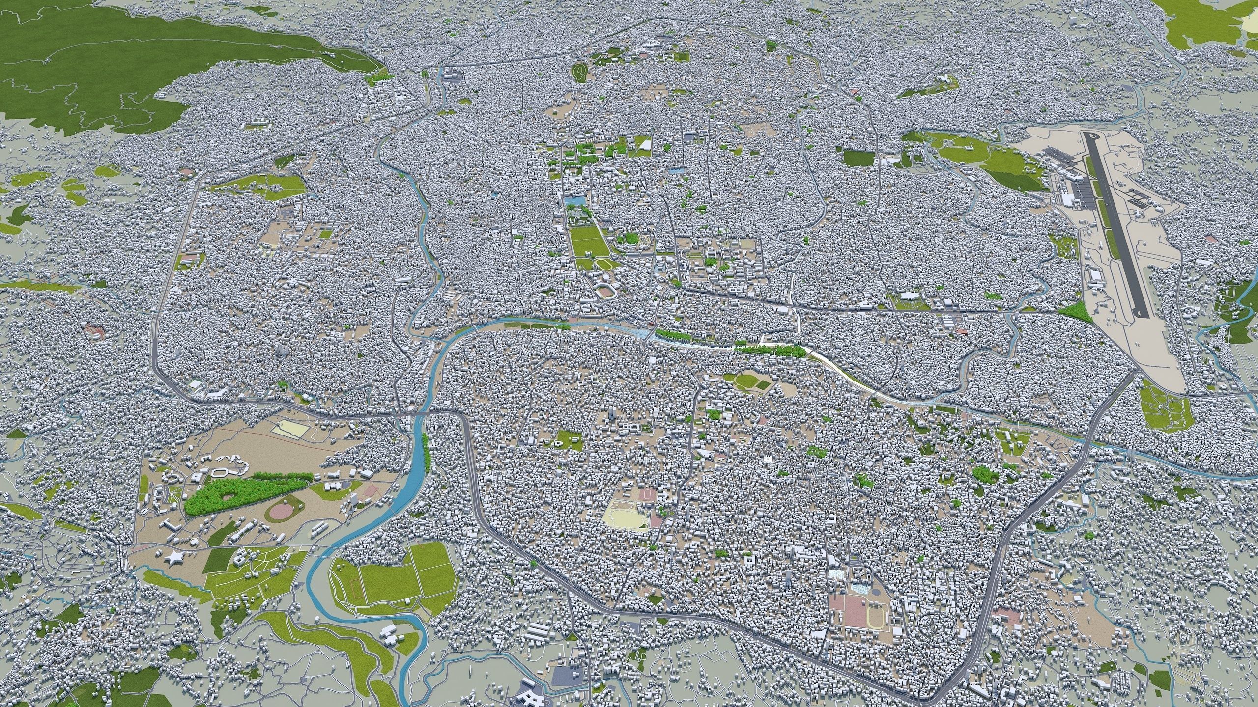 Kathmandu City in Nepal 40km Low-poly 3D model_3