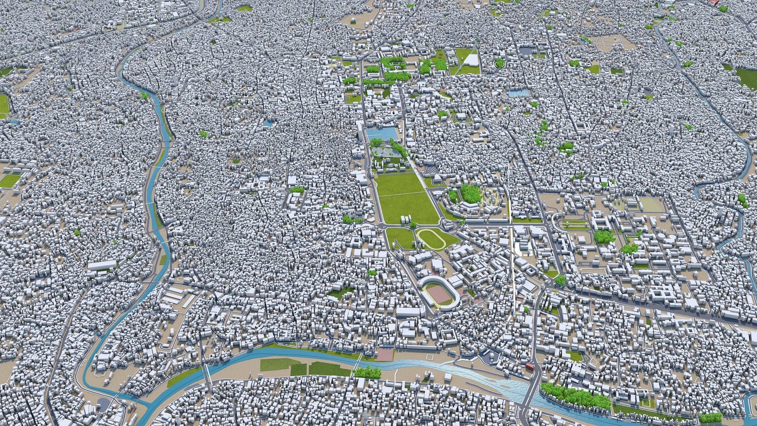 Kathmandu City in Nepal 40km Low-poly 3D model_2