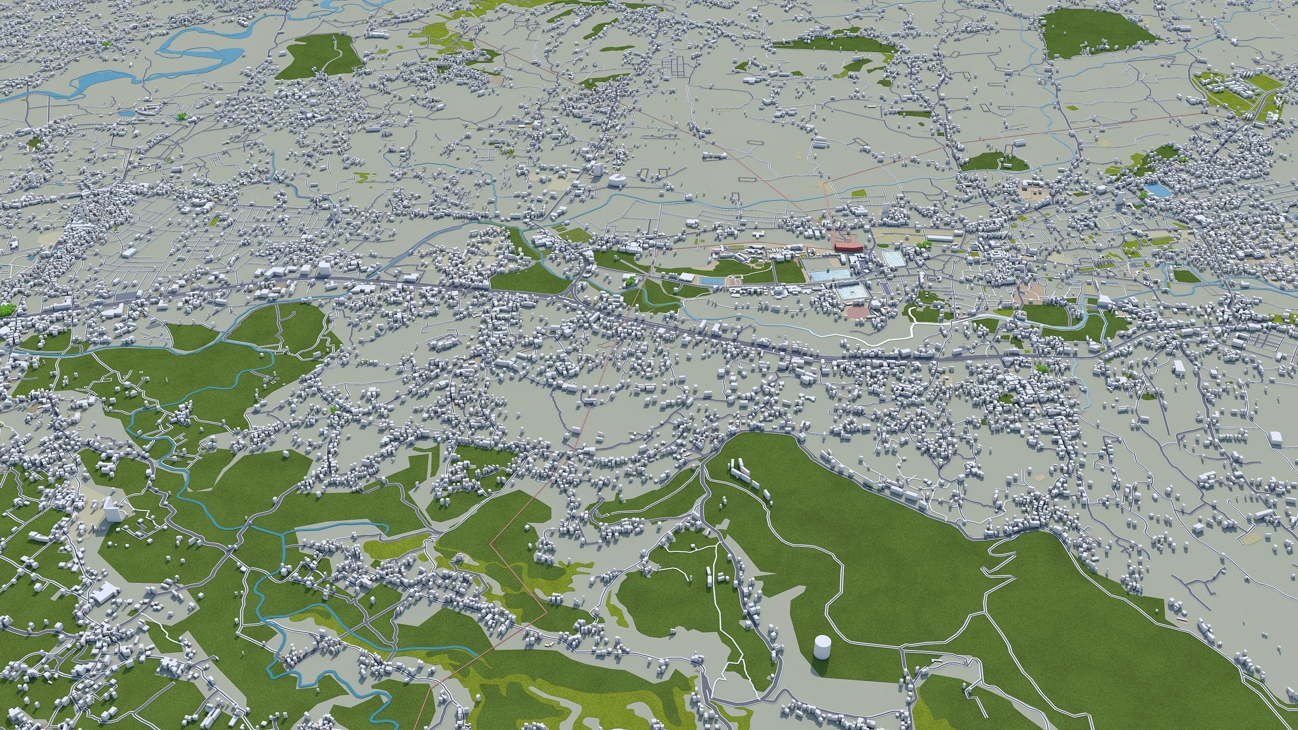 Kathmandu City in Nepal 40km Low-poly 3D model_10