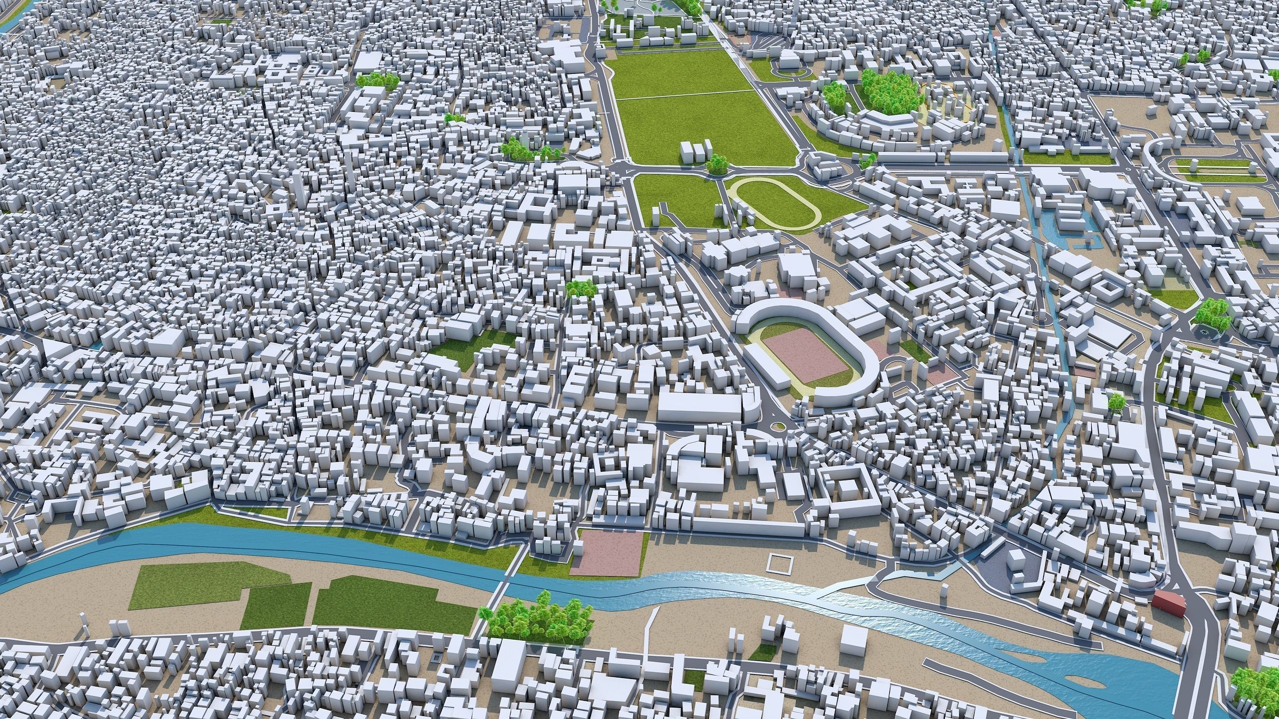 Kathmandu City in Nepal 40km Low-poly 3D model_1