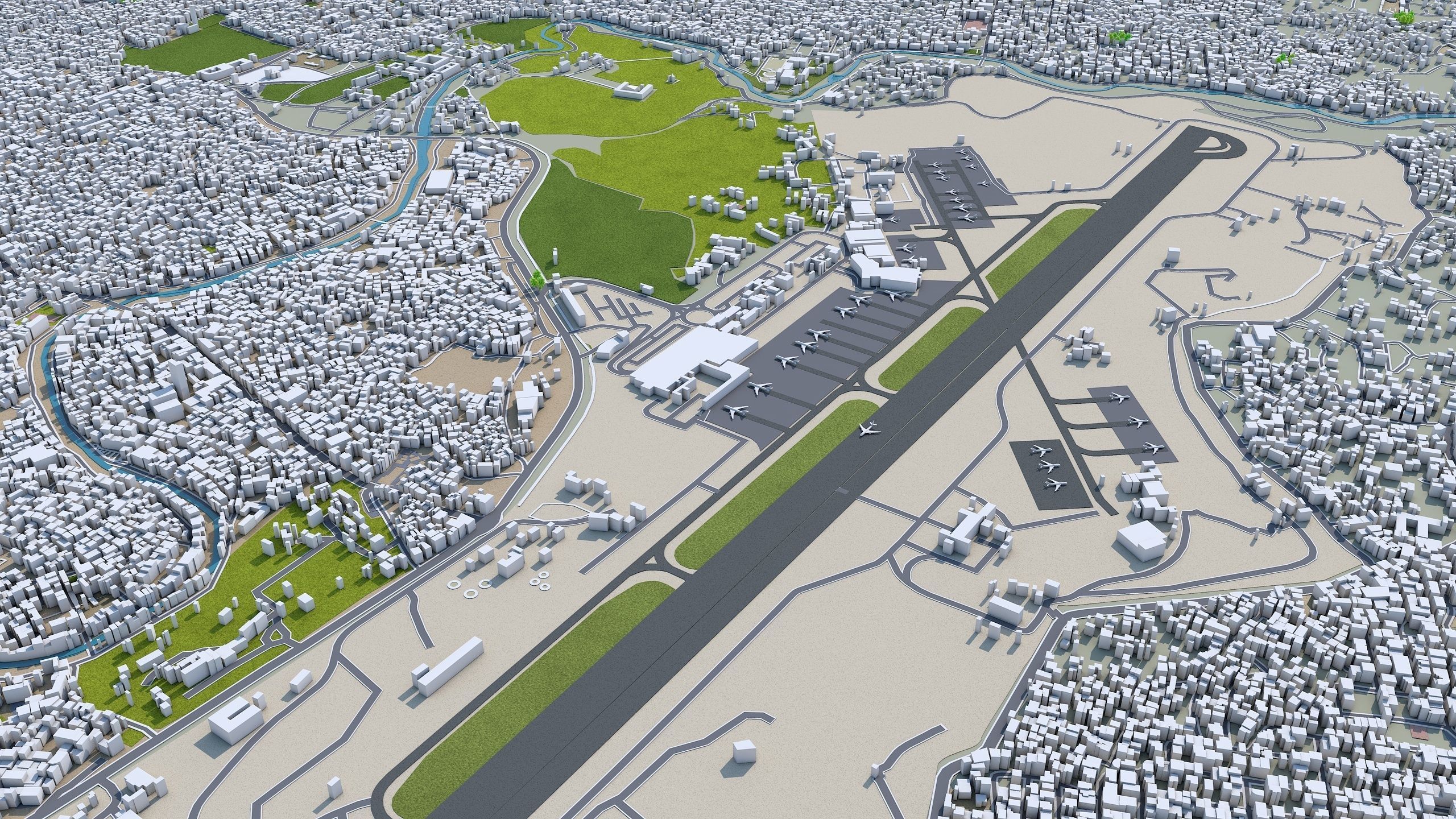 Kathmandu City in Nepal 40km Low-poly 3D model_6