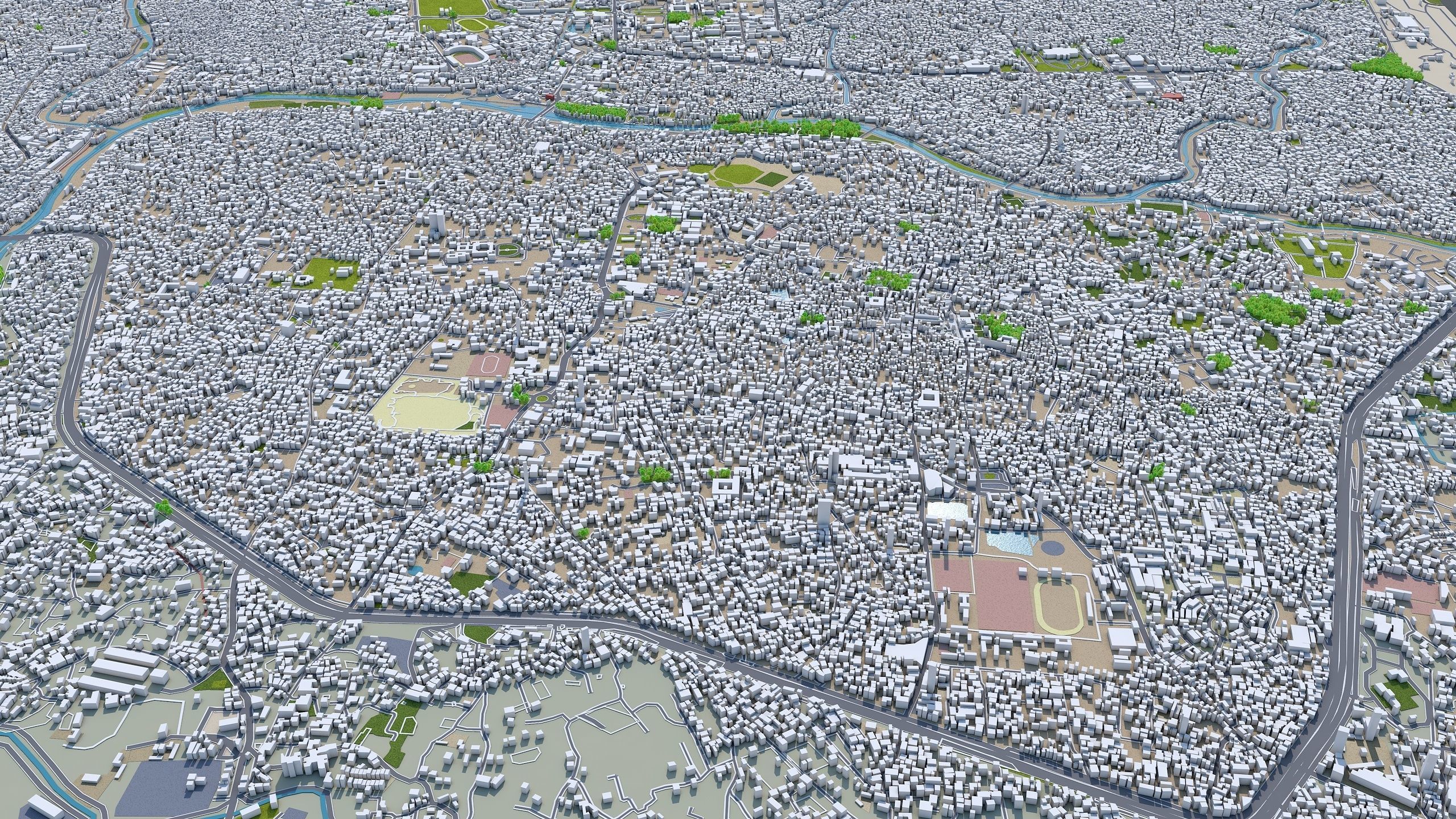 Kathmandu City in Nepal 40km Low-poly 3D model_7