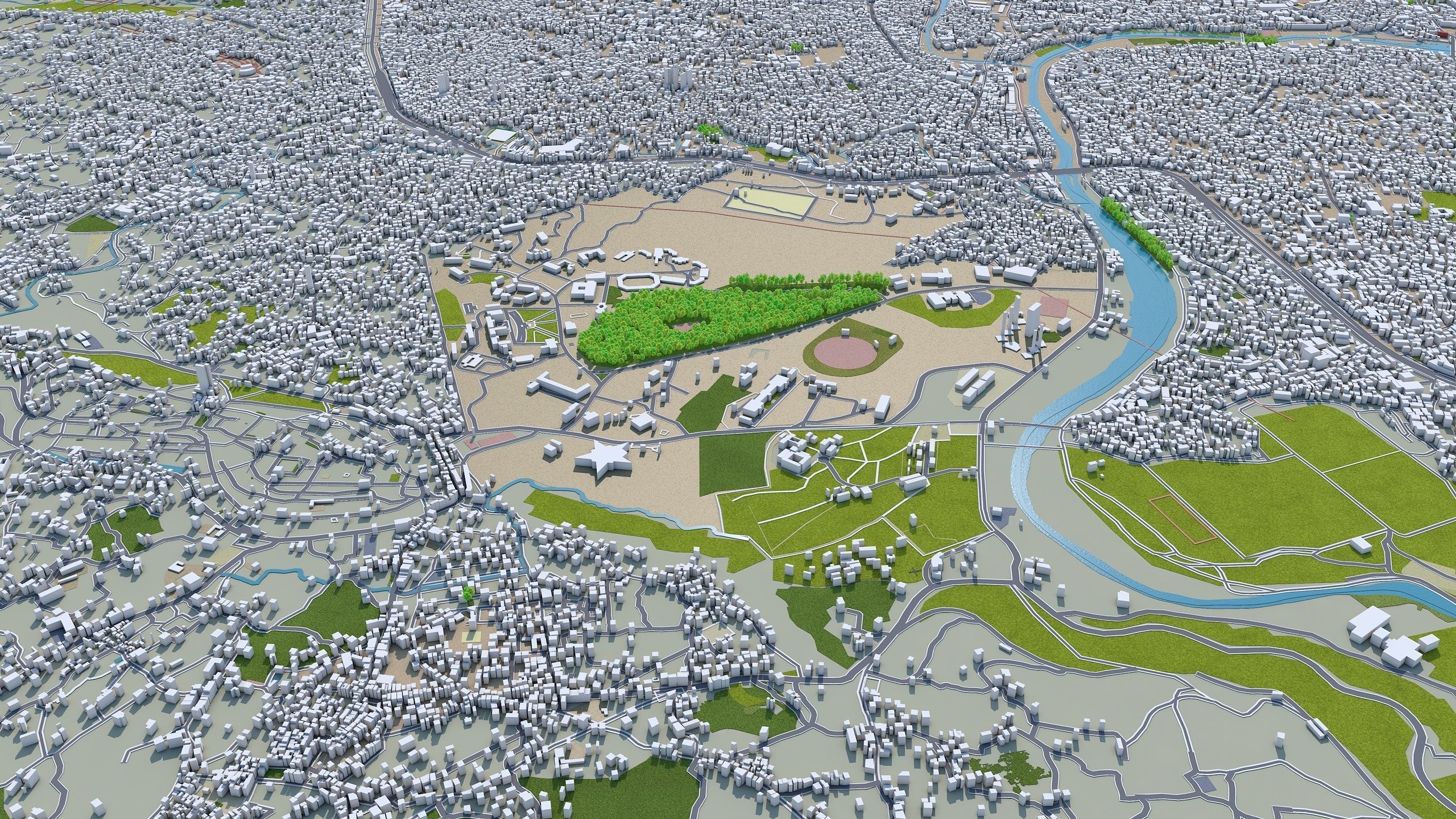 Kathmandu City in Nepal 40km Low-poly 3D model_8