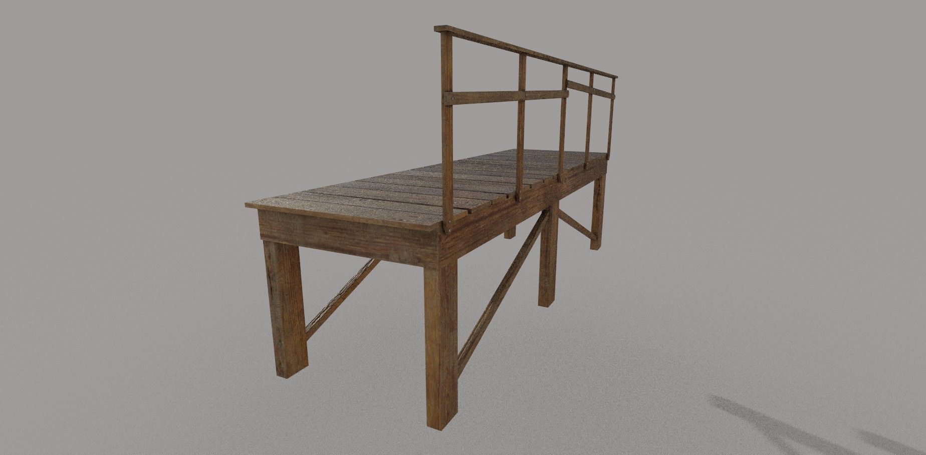 Bridge Low-poly 3D model wooden bench Low-poly 3D model_2