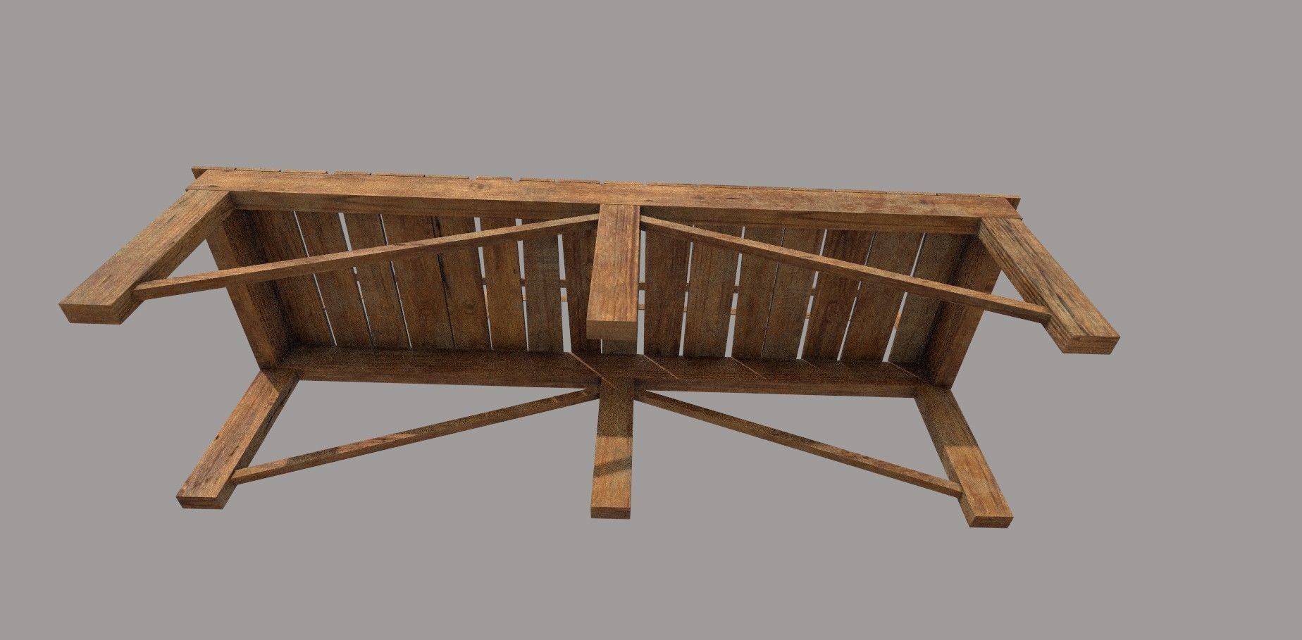 Bridge Low-poly 3D model wooden bench Low-poly 3D model_6