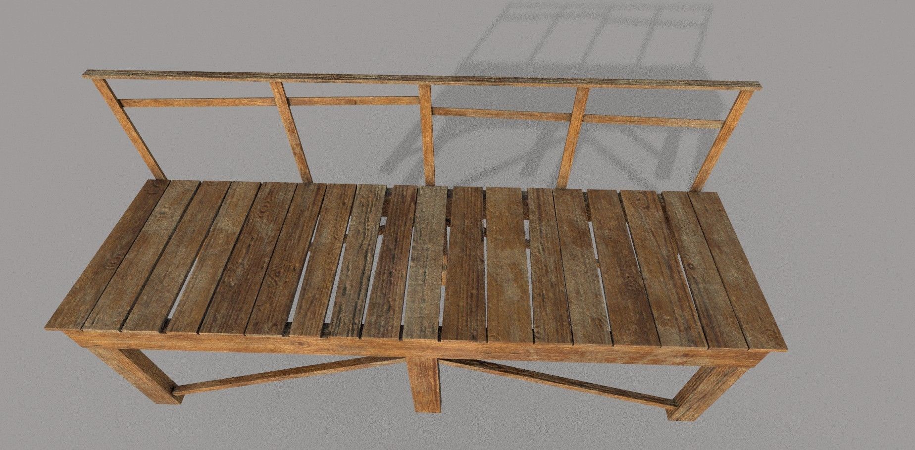 Bridge Low-poly 3D model wooden bench Low-poly 3D model_7