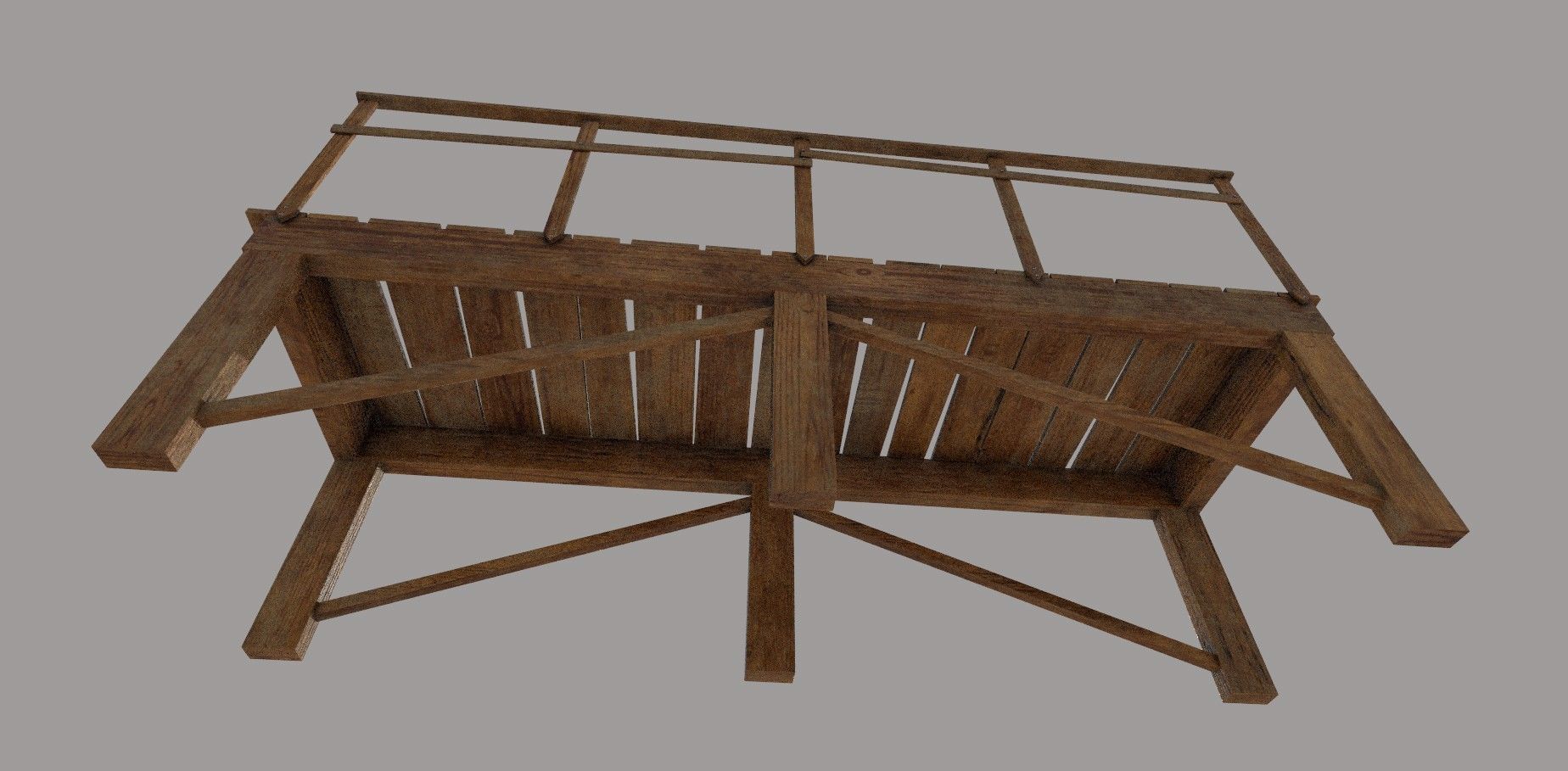 Bridge Low-poly 3D model wooden bench Low-poly 3D model_4