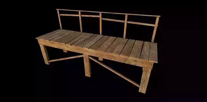 Bridge Low-poly 3D model wooden bench