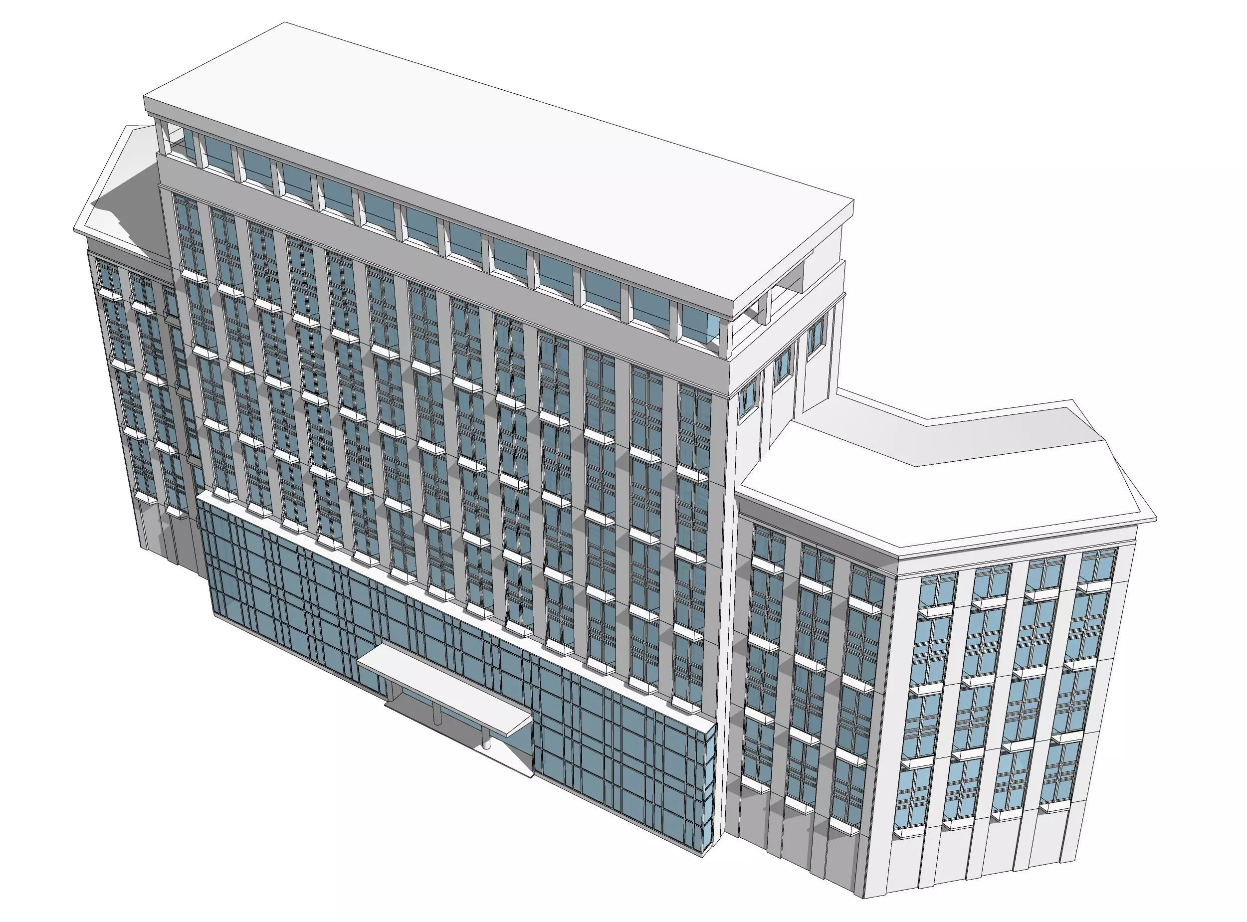 Hotel building 3D model_0