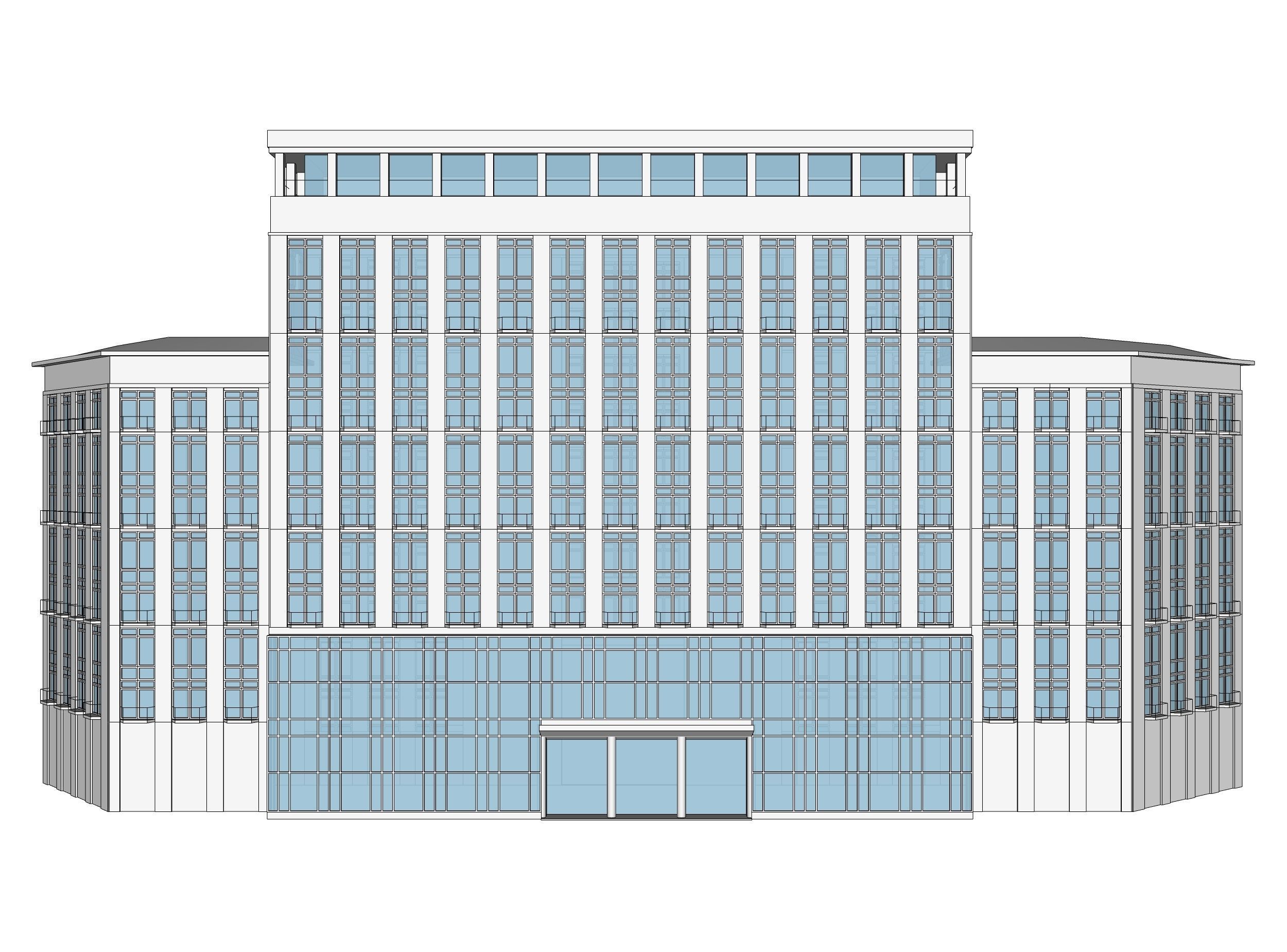 Hotel building 3D model_1
