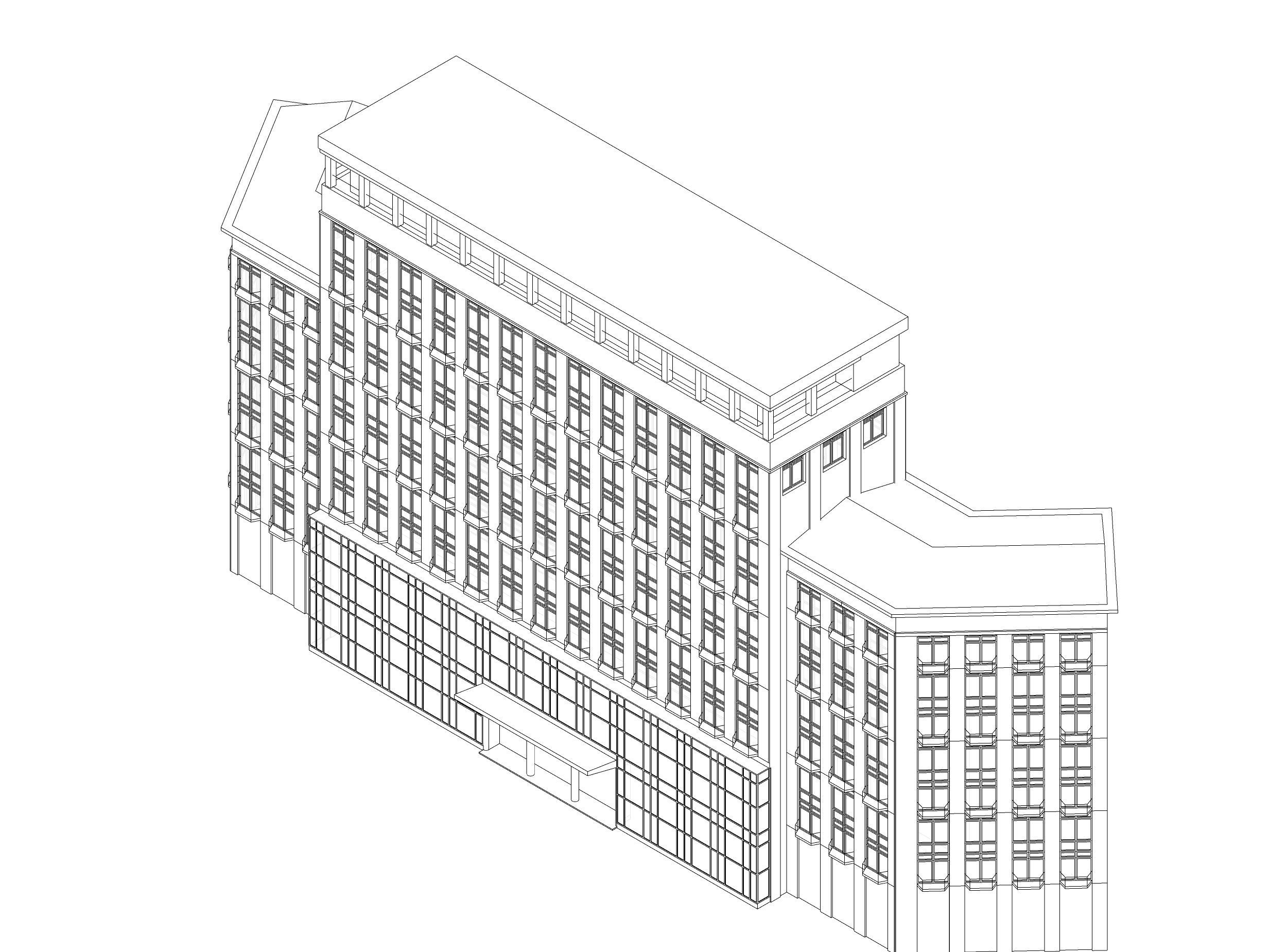 Hotel building 3D model_3