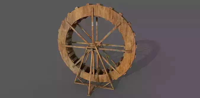 Water Wheel Low-poly 3D model Low-poly 3D model