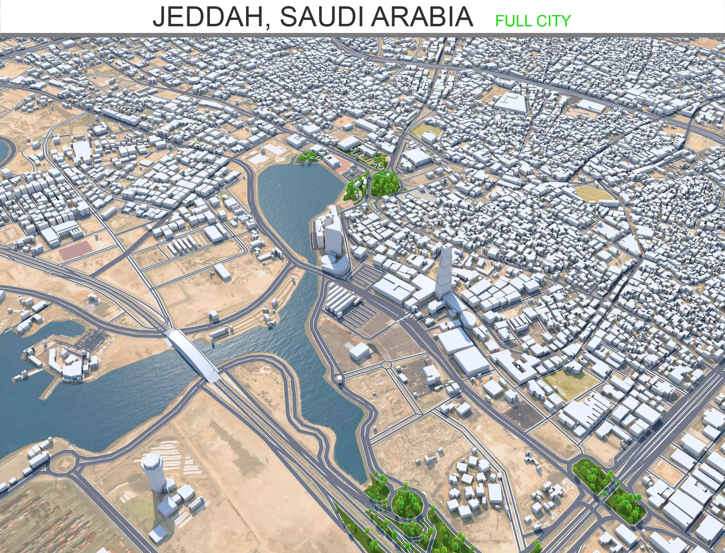 Jeddah Full City in Saudi Arabia Low-poly 3D model_0