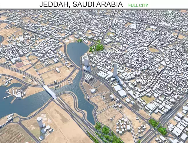 Jeddah Full City in Saudi Arabia Low-poly 3D model
