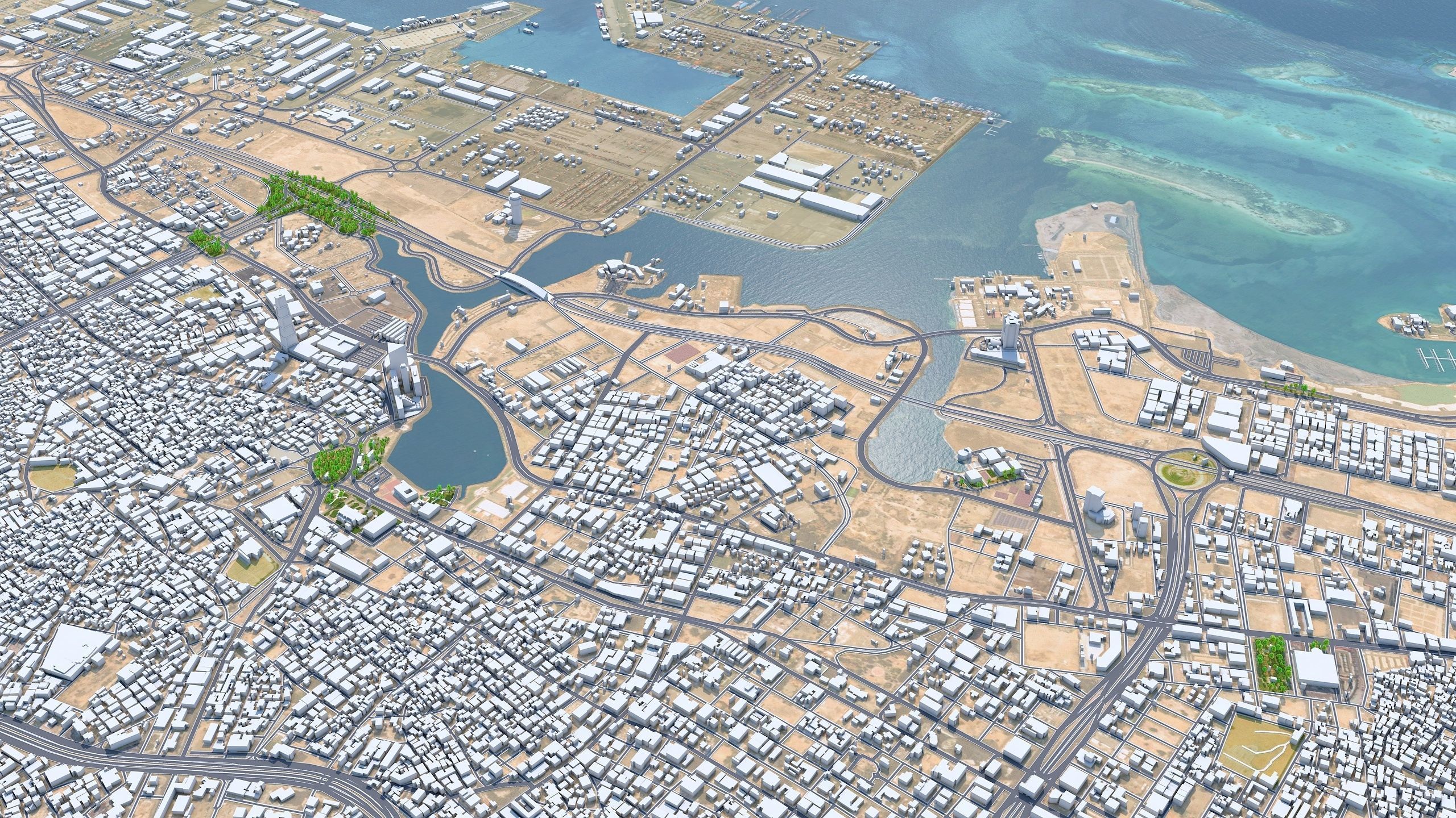 Jeddah Full City in Saudi Arabia Low-poly 3D model_9