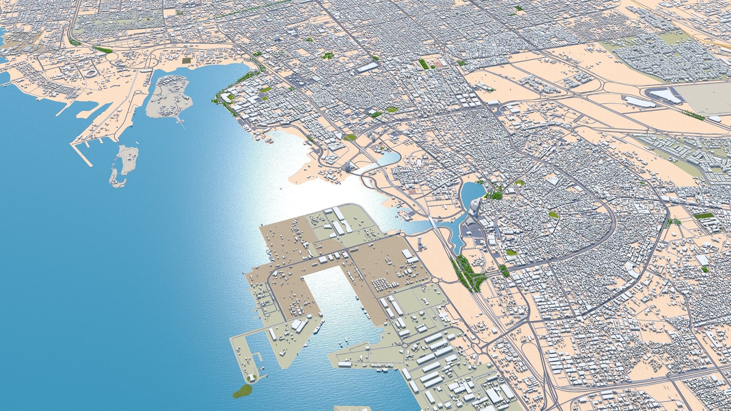 Jeddah Full City in Saudi Arabia Low-poly 3D model_12