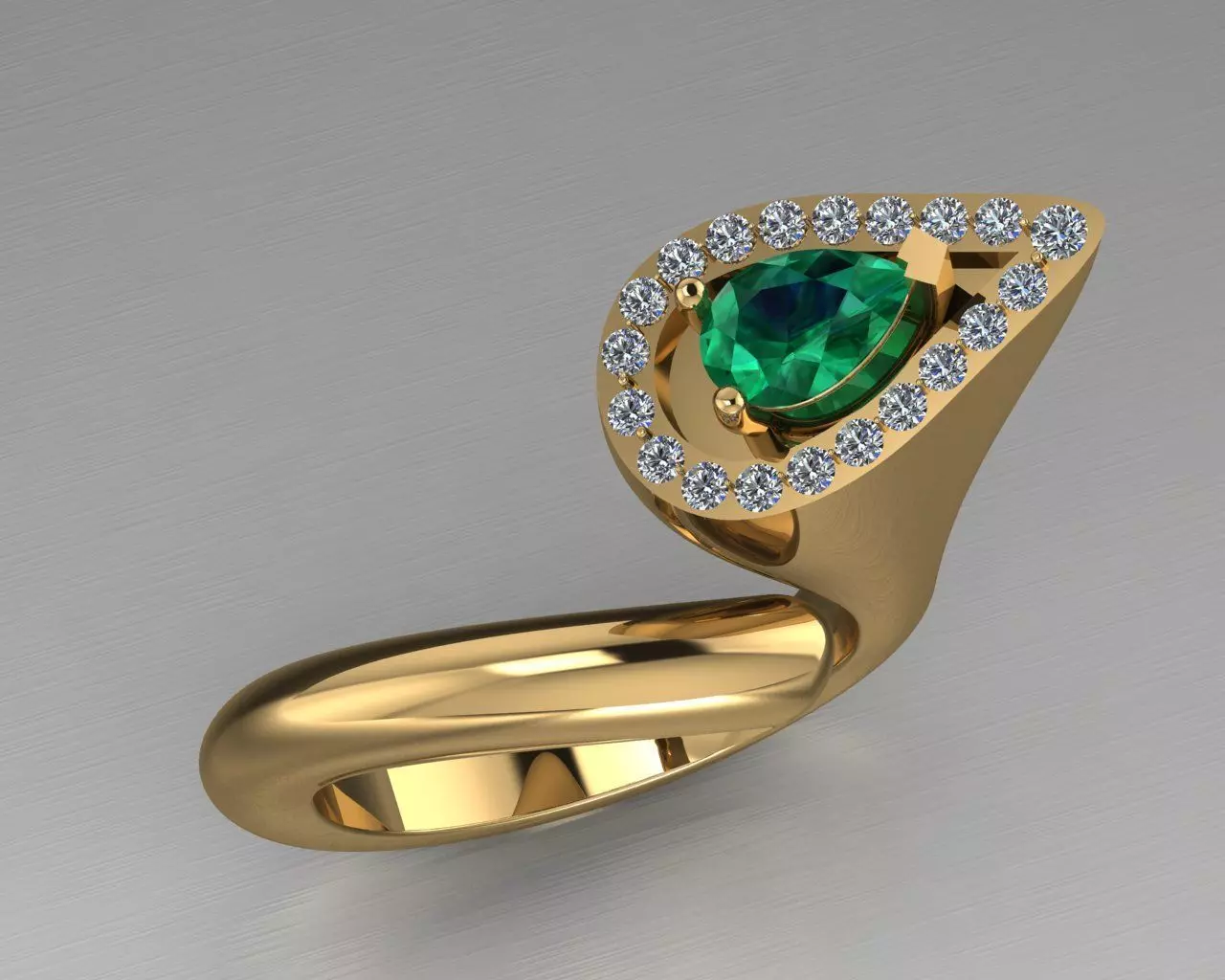pear emerald rin 3D print model_0