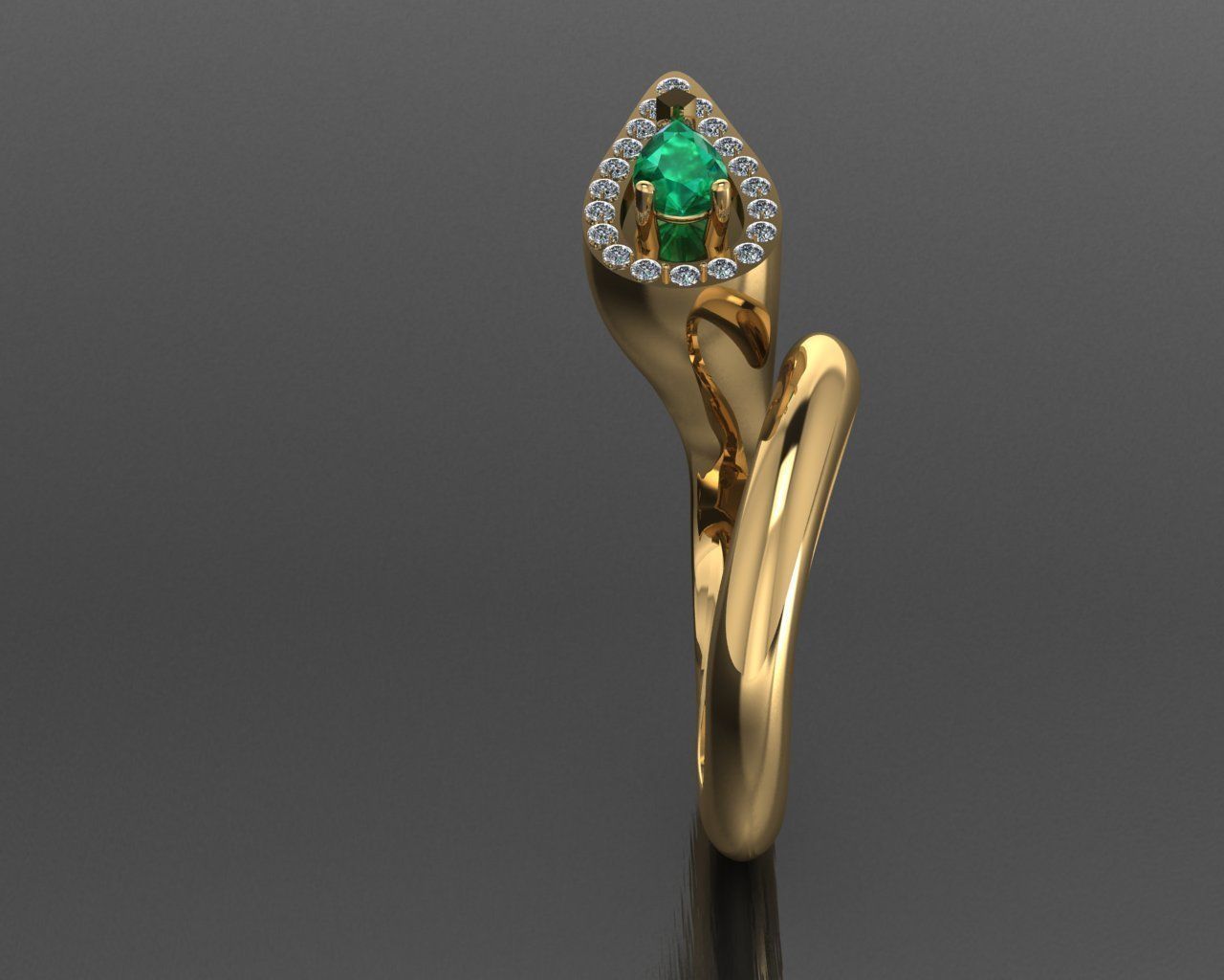 pear emerald rin 3D print model_2