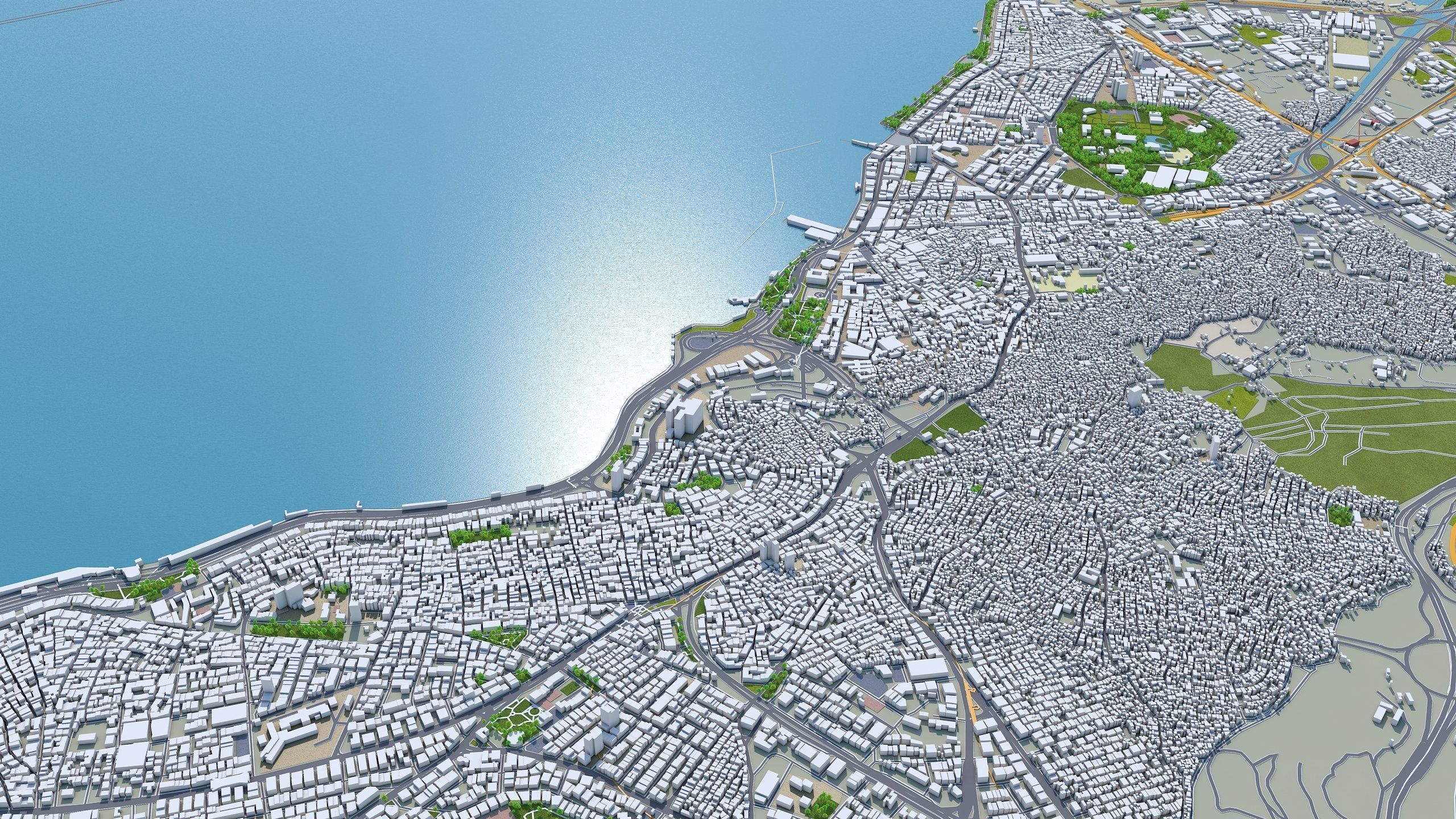 Izmir City in Turkey Low-poly 3D model_9
