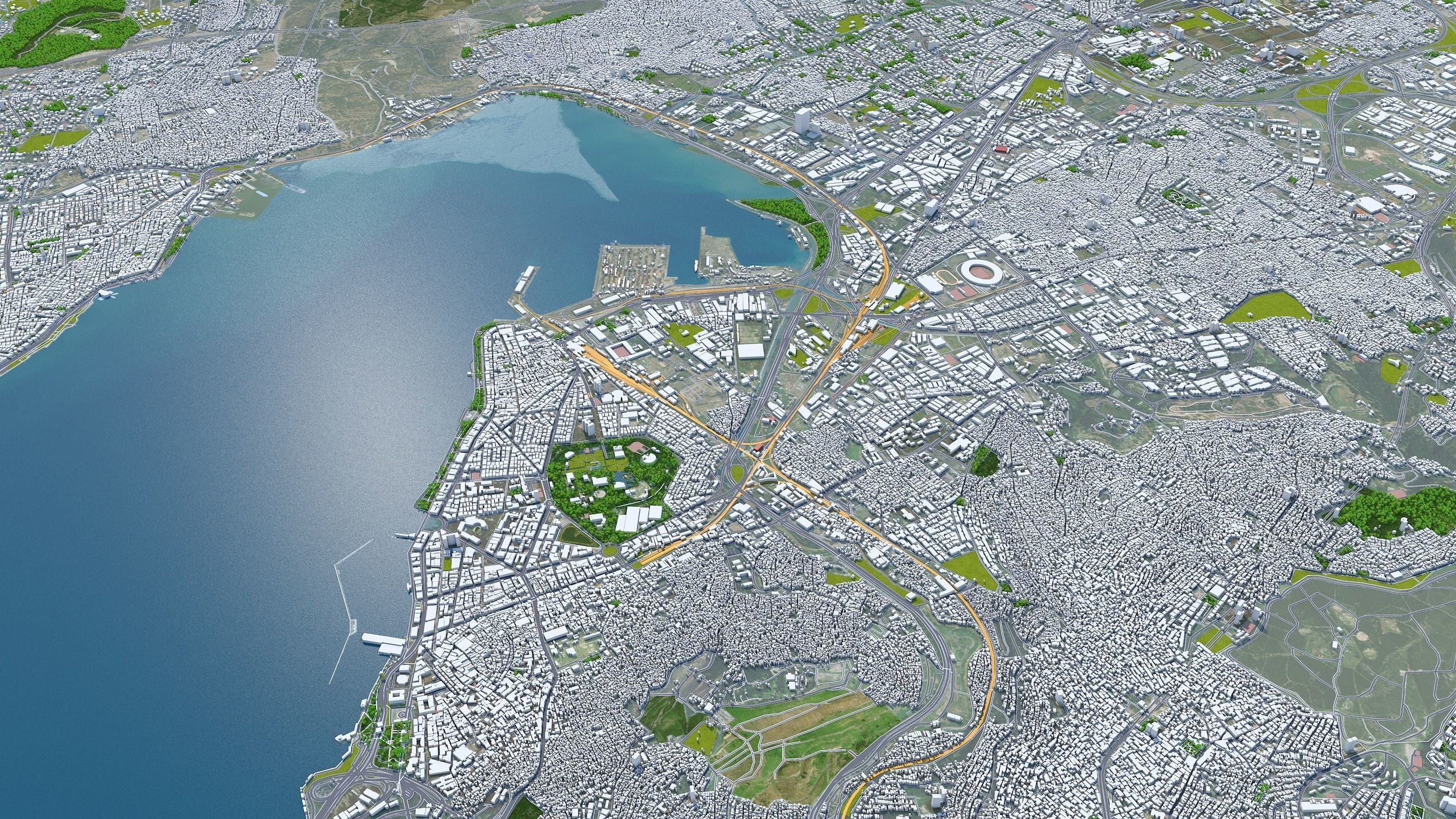 Izmir City in Turkey Low-poly 3D model_3