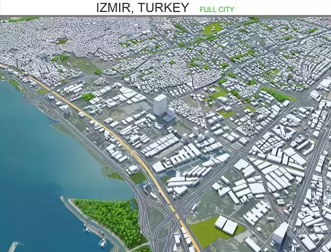 Izmir City in Turkey Low-poly 3D model