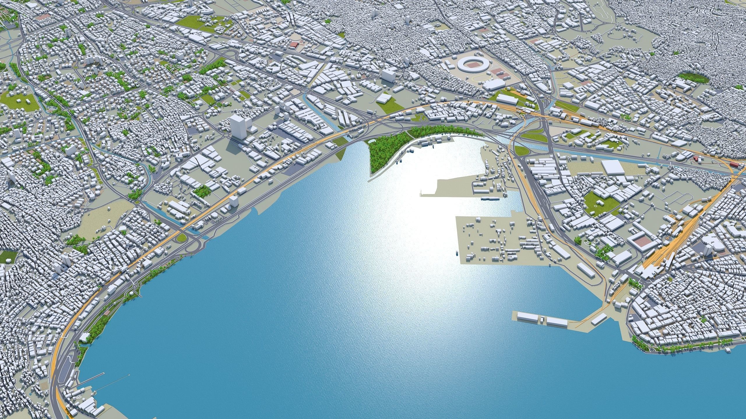 Izmir City in Turkey Low-poly 3D model_15